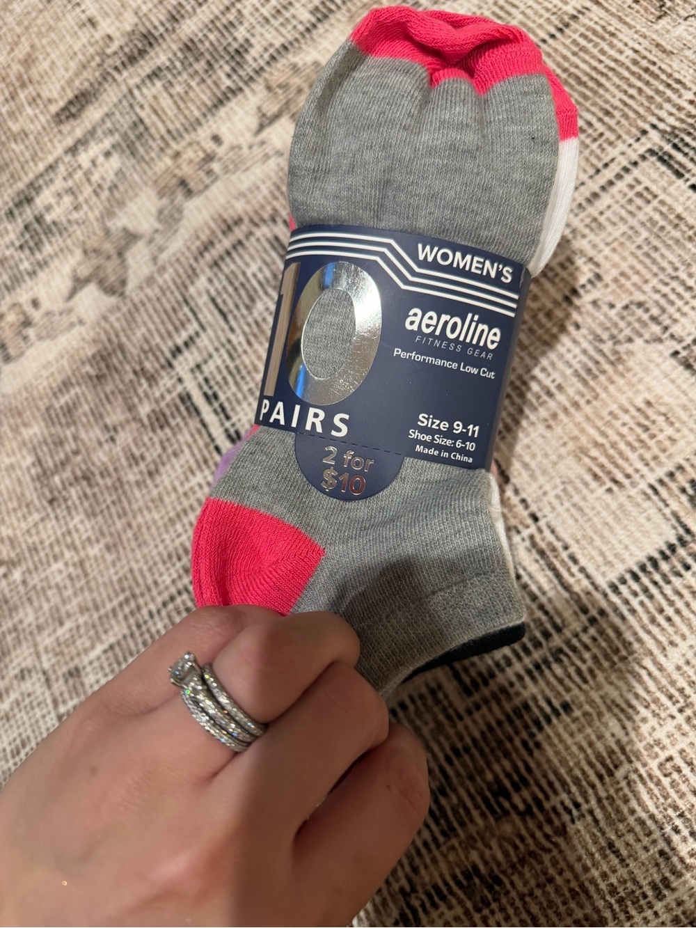 Women’s Low-Cut Hosiery Socks - Gray with Pink Accents